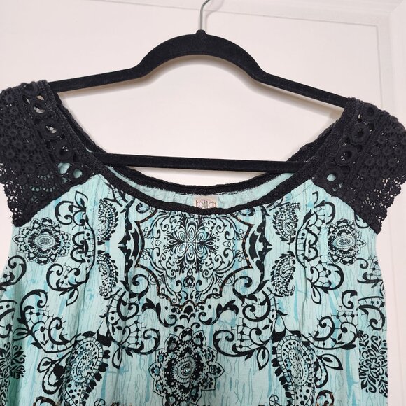 Bila eclectic Bohemian hippie earthy knitted crochet cap sleeve top size M - Picture 4 of 8